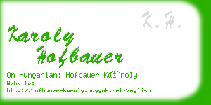 karoly hofbauer business card